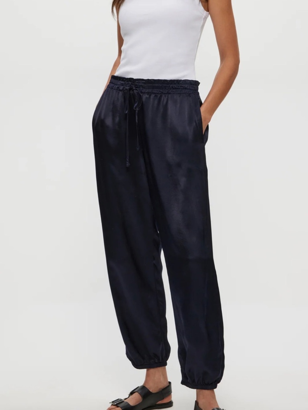 NWOT Urban Renewal Blue Satin Jogger Sweatpants Size Small